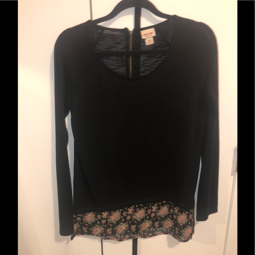 💚Mossimo Black Long Sleeve Floral Layer Top Sz M